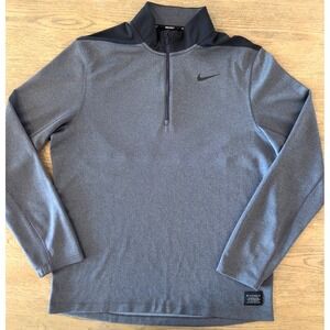 NIKE GOLF Mens Tour Performance Dri-Fit 1/4 Zip Pullover-Gray/Black Combo-Size M